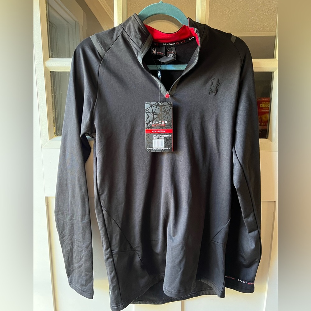 COPY - Spyder Active Stretch 1/4 Zip Mens Medium Black Quick Dry Breathable NEW…